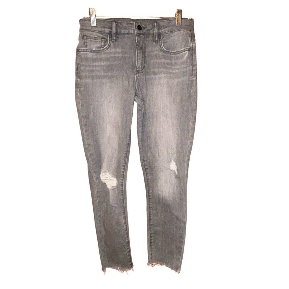 Joe's Jeans Women's Gray Distressed Skinny Jeans Size 27 Raw‎ Hem Stretch Denim